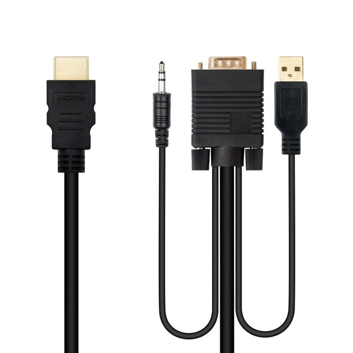 Nanocable Cable Conversor HDMI a VGA + Audio + USB, 1,8 m, Negro Nanocable Cable Conversor HDMI a VGA + Audio + USB, 1,8 m, Negro
